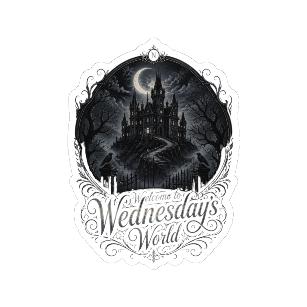 Wednesday "Welcome to Wednesday" Sticker - alternate angle 2, merchandise