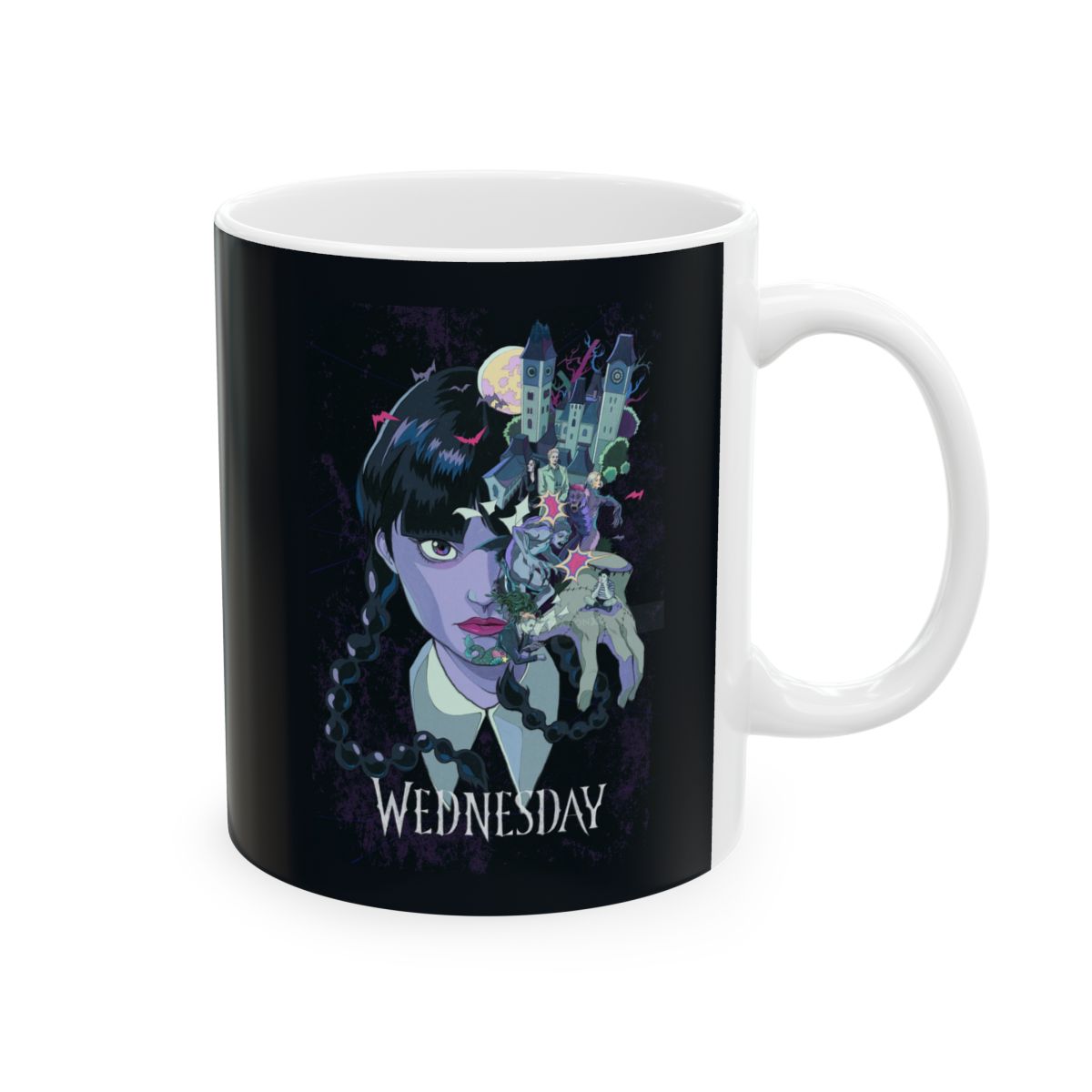 Vibrant Neon Jellyfish Mug | Ceramic Coffee Cup | Wednesday Merch