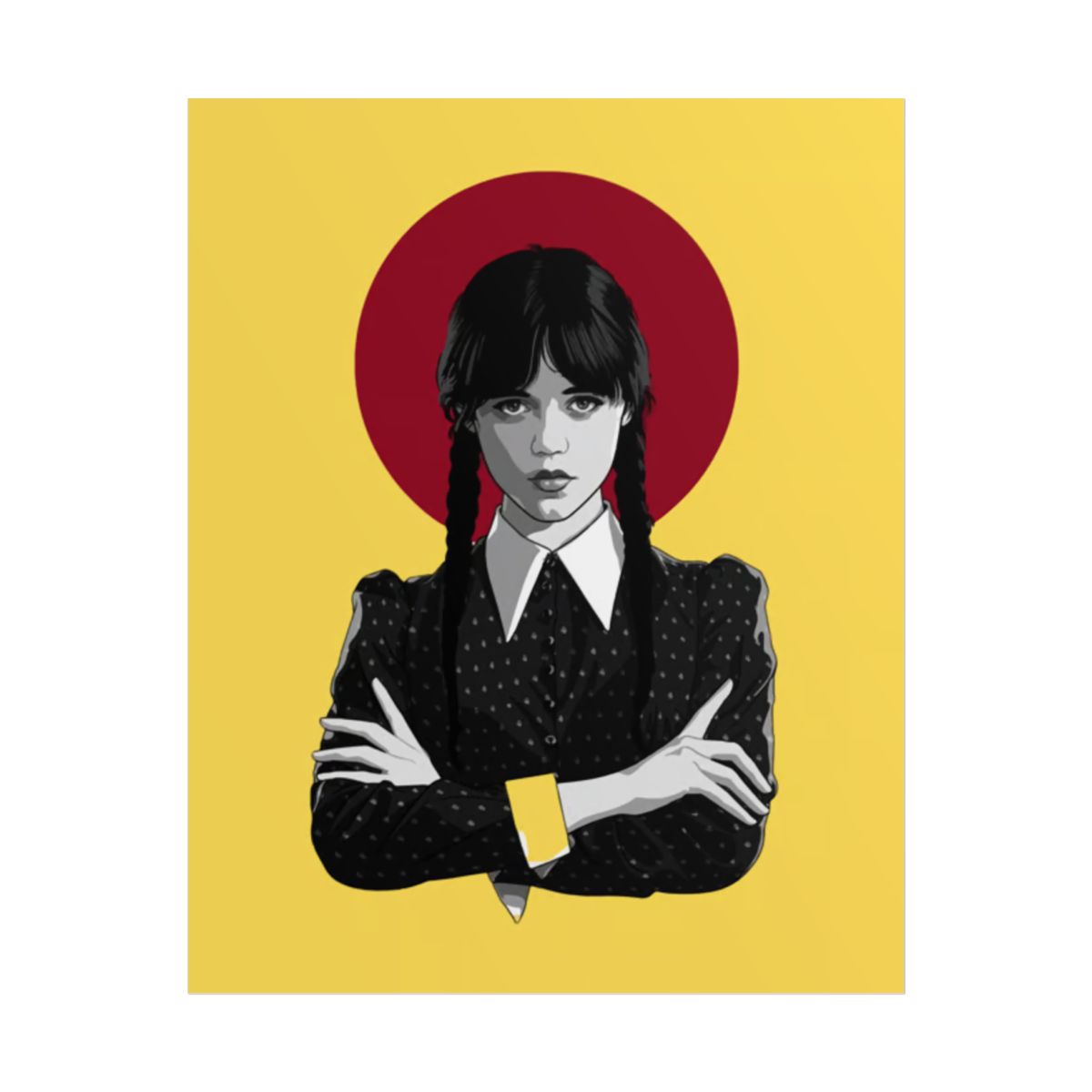 Wednesday Addams Illustration Poster | Yellow Red Halo Rolled Poster | Wednesday Merch — official Wednesday Posters & Wall Art