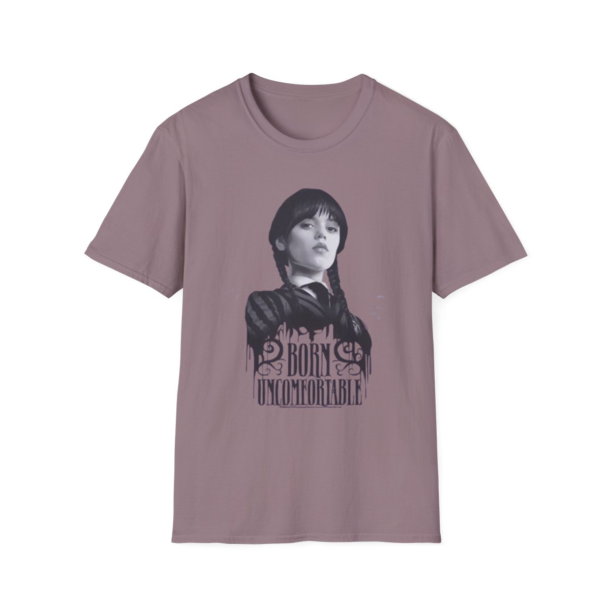 Goth Portrait Graphic T-Shirt | Retro Black & White Illustration | Wednesday Merch - alternate angle 3, merchandise