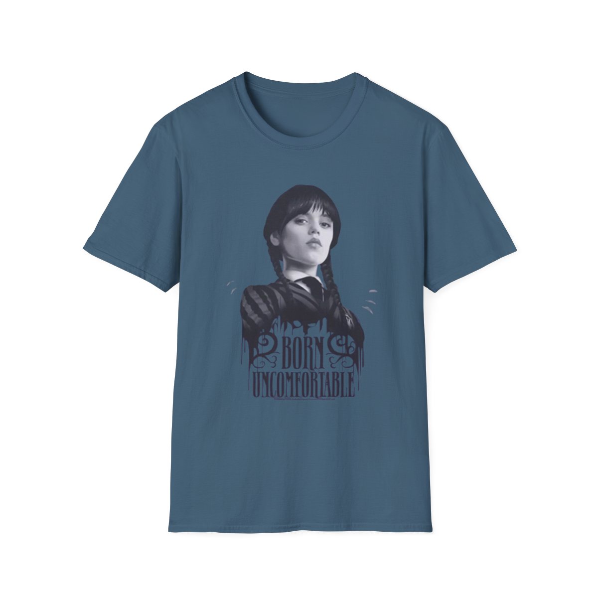 Goth Portrait Graphic T-Shirt | Retro Black & White Illustration | Wednesday Merch - alternate angle 2, merchandise