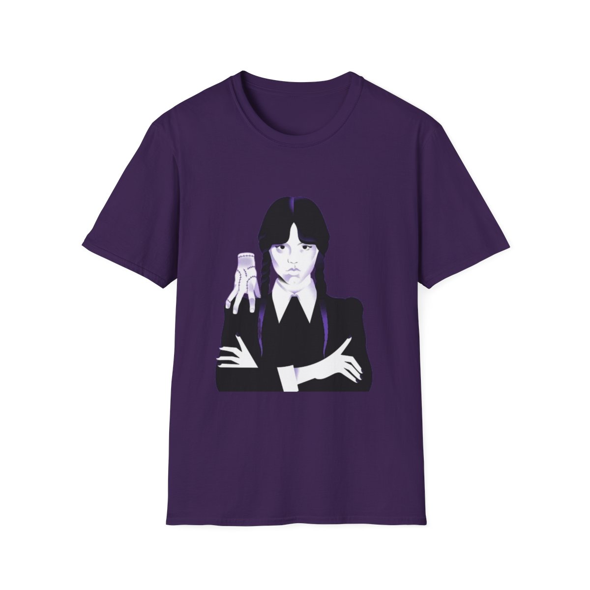 Goth Girl Illustration T-Shirt | Retro Dark Cartoon Portrait | Wednesday Merch - alternate angle 4, merchandise