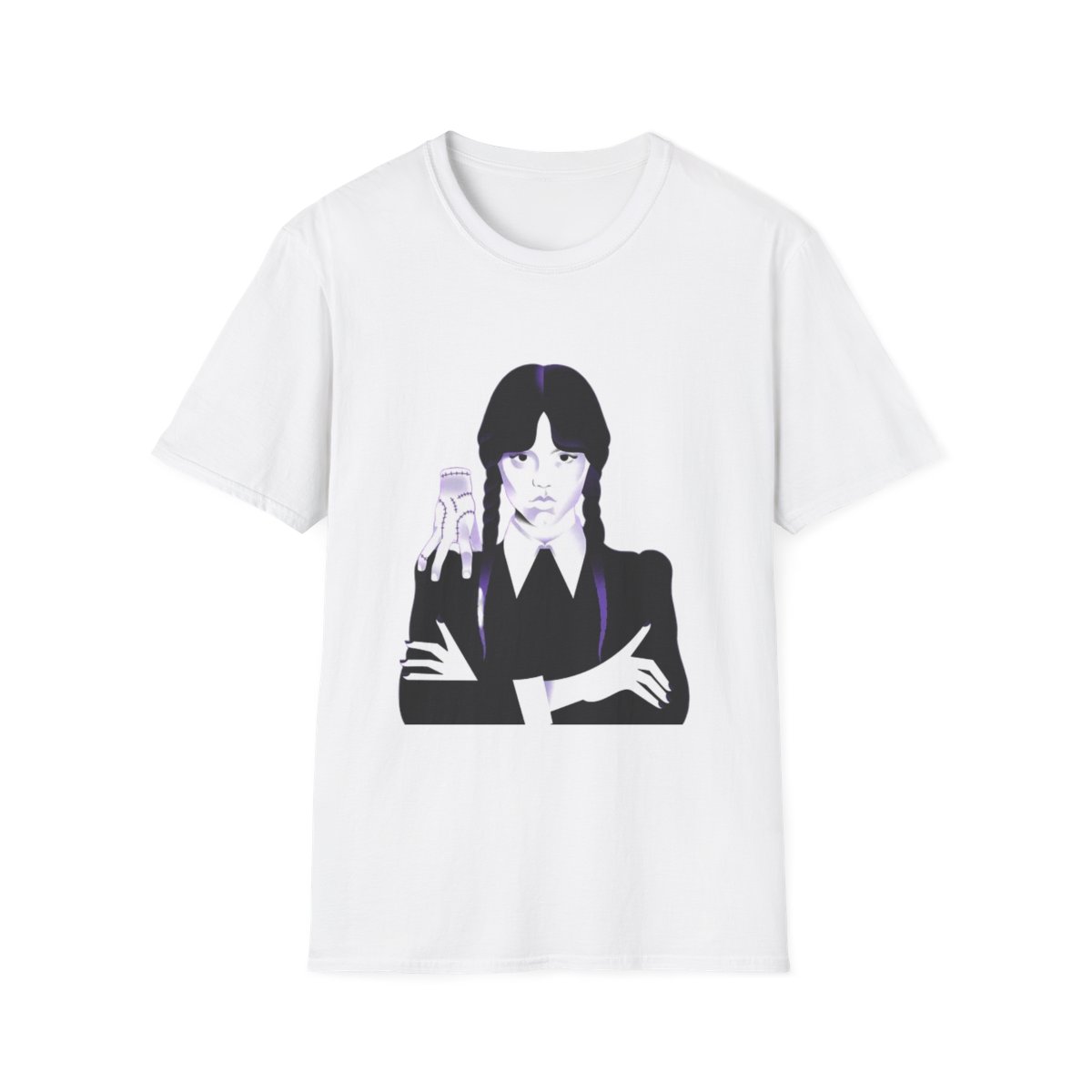 Goth Girl Illustration T-Shirt | Retro Dark Cartoon Portrait | Wednesday Merch