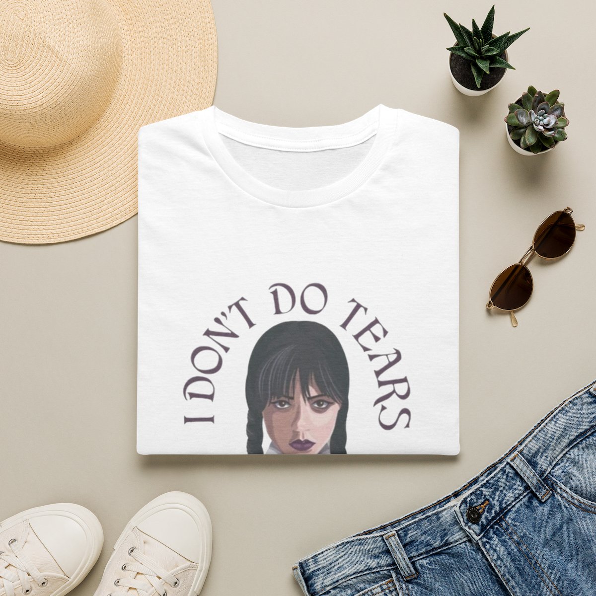 I Don't Do Tears T-Shirt | Goth Portrait Tee | Wednesday Merch
