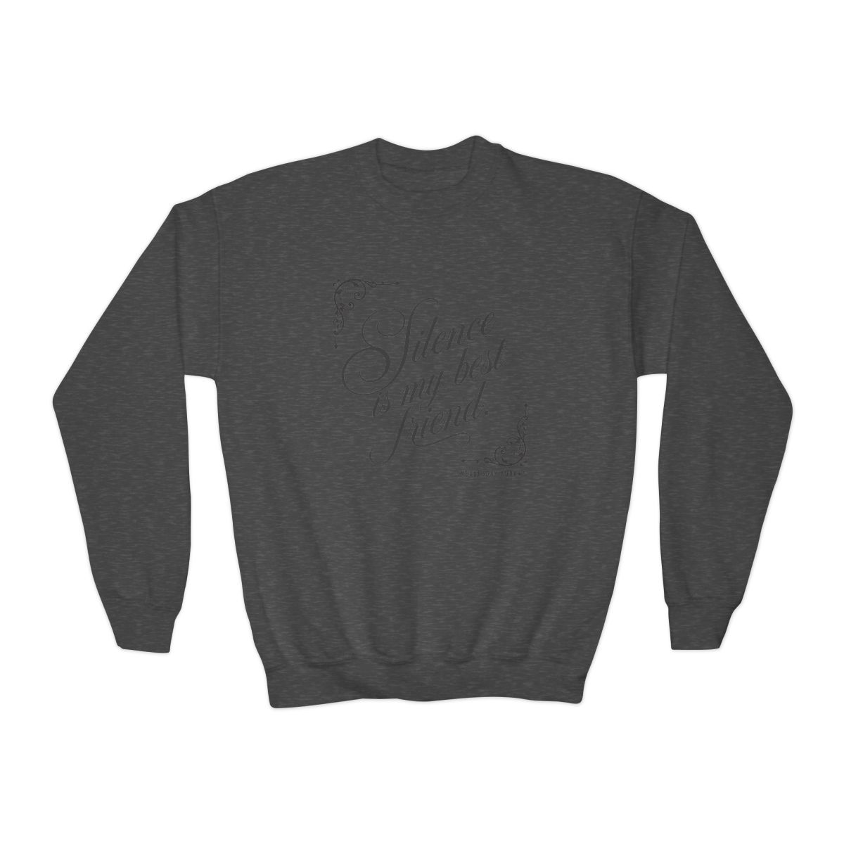 Wednesday "Silence is my best friend." Kids Crewneck - alternate angle 2, merchandise